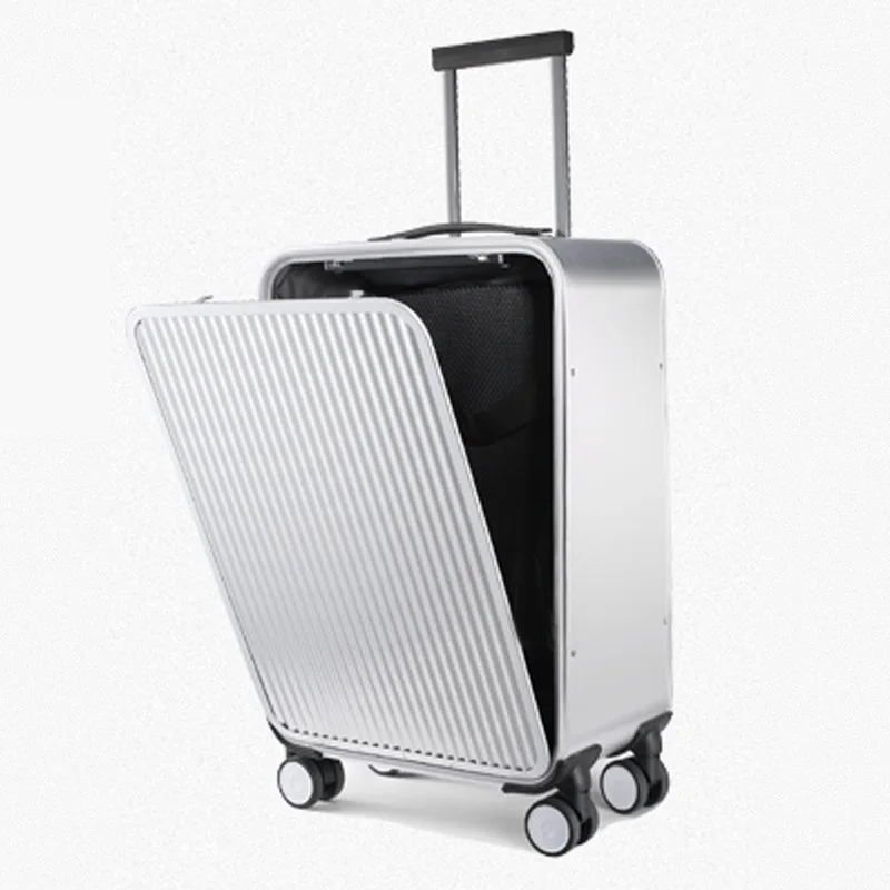 Silver 16''2" 24" дюймов Алюминиевый Чемодан каюта чемодан на колесиках для путешествий деловая сумка на колесиках ТАС замок носить на прокатный багаж - Цвет: Silver