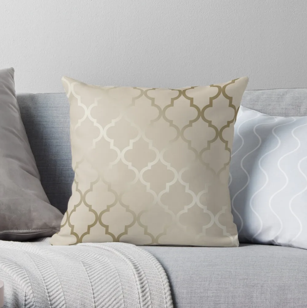 

Elegant Metallic Moroccan Quatrefoil Trellis Pattern Throw Pillow Pillowcase Home Decorative Sofa Pillow Cover 40x40cm 45x45cm