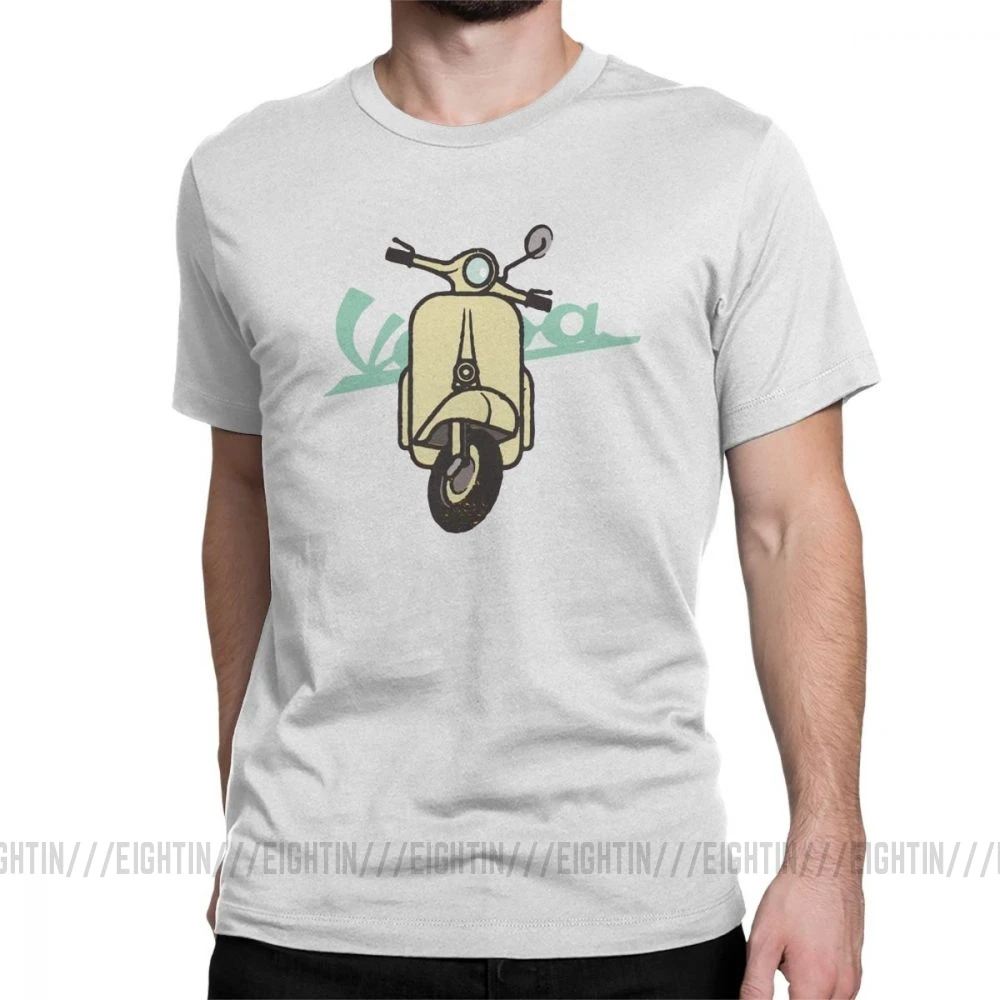 Мужская футболка Vespa, забавная футболка с короткими рукавами, одежда с круглым вырезом, хлопковые классические футболки - Цвет: Белый