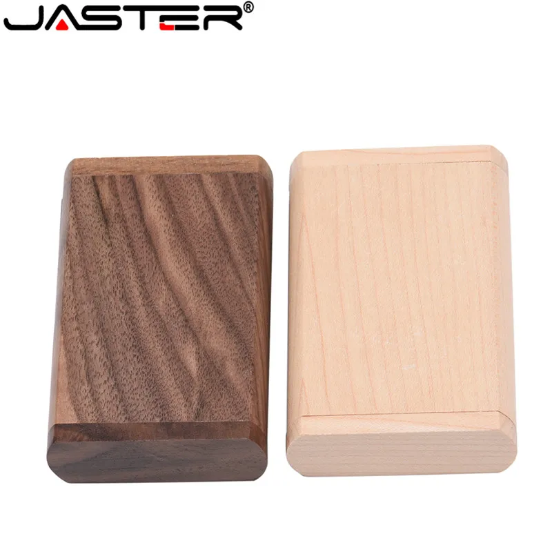 

JASTER Custom LOGO New Flip Wooden Box with Square USB 2.0 4GB 8GB 64GB 32GB Memory flash stick pen drive