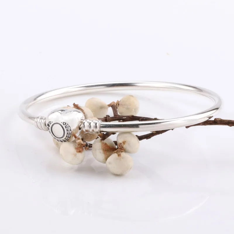 

Original 925 Sterling Silver Pan Bracelet Fashion Heart With Crystal Cz Bracelet Fit European Charm Bracelets Women Jewelry