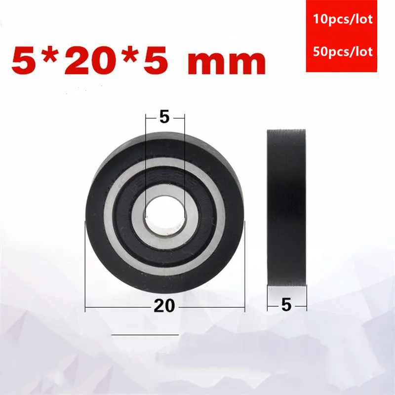 

10 шт./50 шт. 5*20*5 мм полиуретан PU 625RS 625-2RS витрина ящика малошумный роликовый подшипник фрикционный шкив 5x20x5