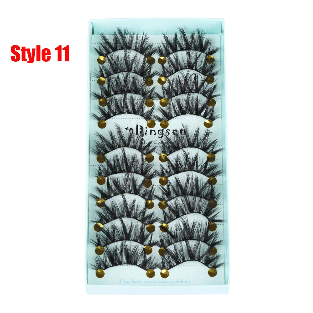 Style 11 10 пар 3D Мягкие искусственные норковые накладные ресницы натуральные грязные ресницы перекрещивающиеся пушистые ресницы инструменты для макияжа глаз - Цвет: Style 11