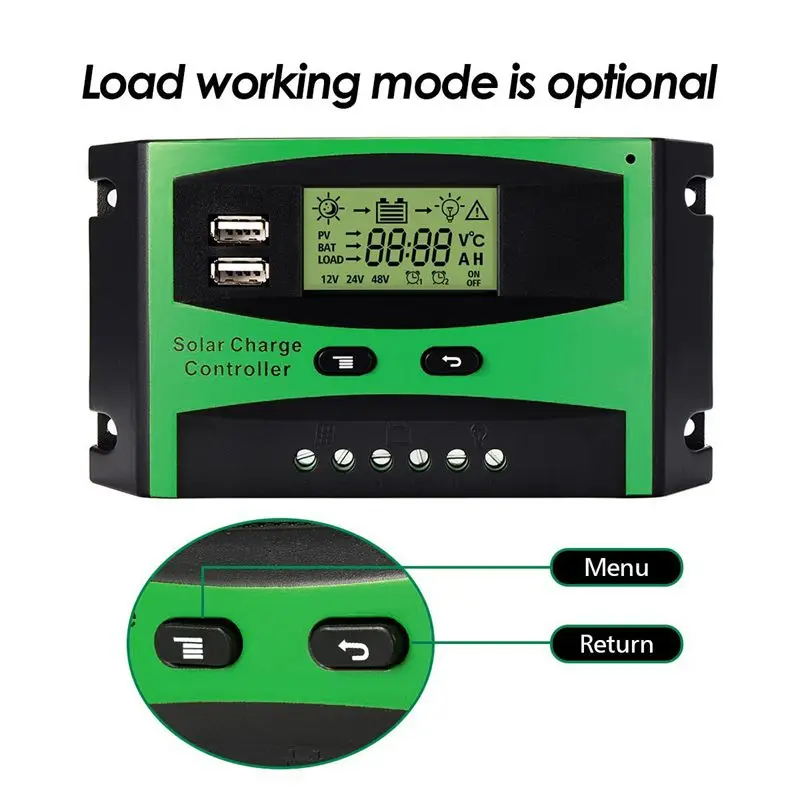 

30A 12V 24V Solar Controller LCD Function Dual USB 5VDC Output Solar cells Panel Battery Charge Regulator
