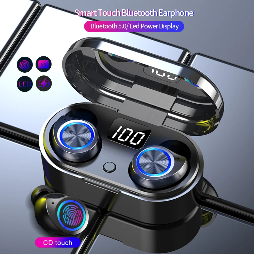 TWS 5 0 Bluetooth наушники со светодиодным дисплеем беспроводные стерео мини-гарнитура