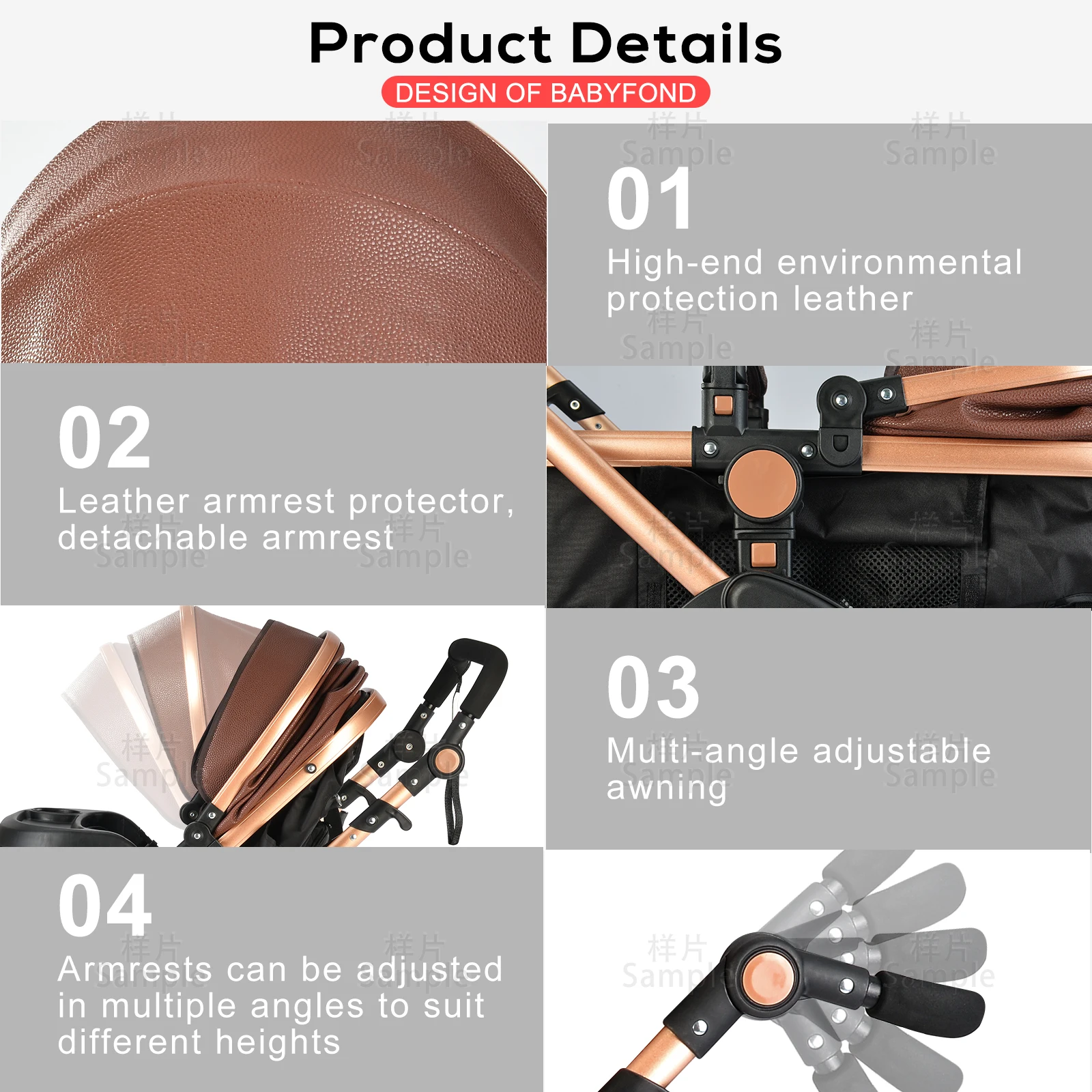 Роскошная детская коляска 3 в 1 Высококачественная модель виде яичницы для