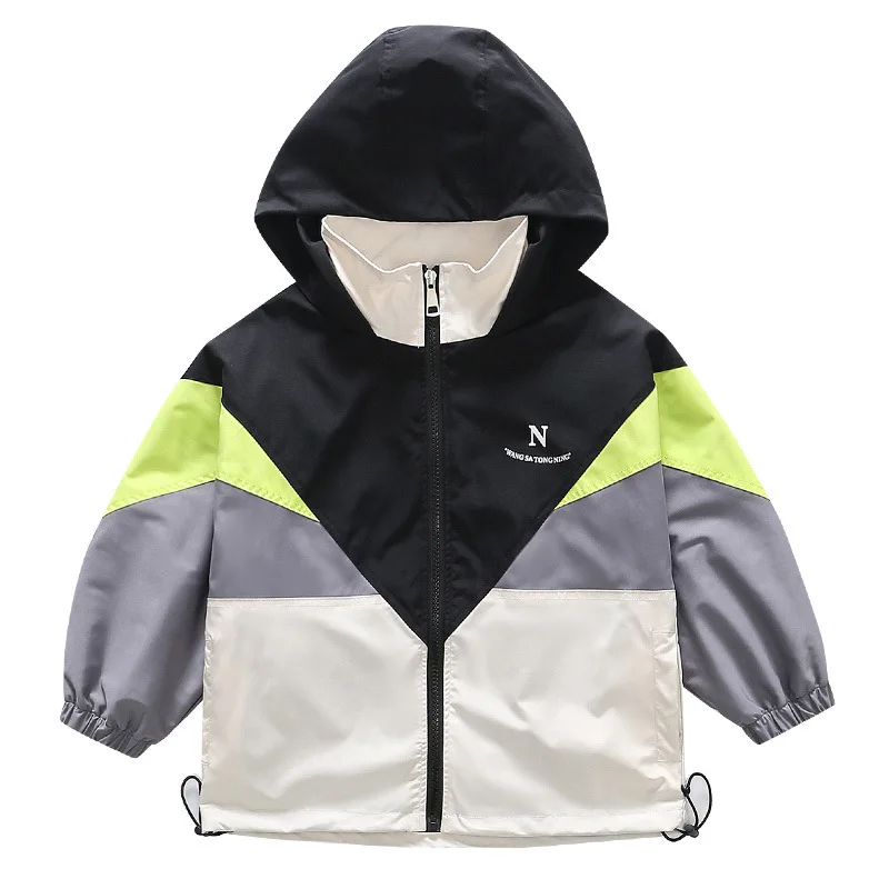 

Kids boys spell color hooded jacket new spring / autumn big virgin casual coat 4-12 years old