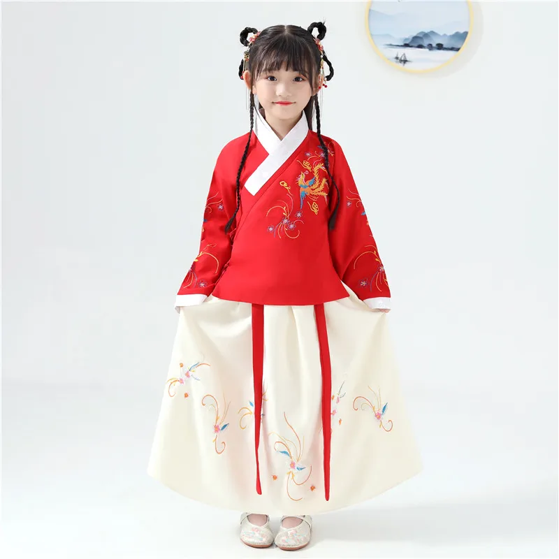 Детские костюмы ханьфу для девочек китайский костюм Тан супер сказочная юбка