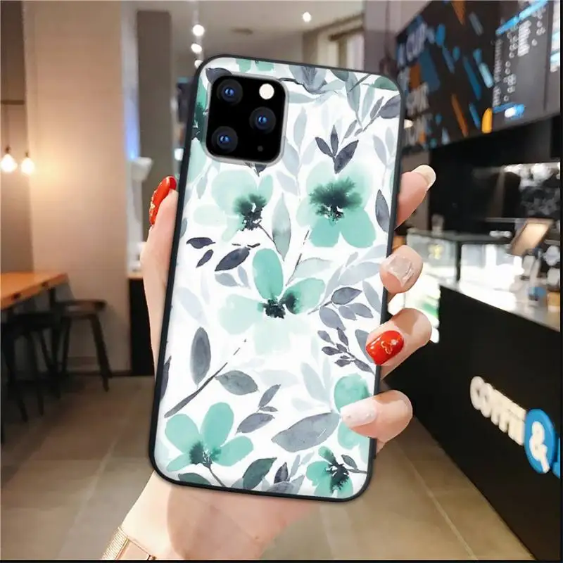 

Watercolor Leaves Phone Case For iPhone 7 8 Plus 11 12 ProMax X XR XS Max Back Cover