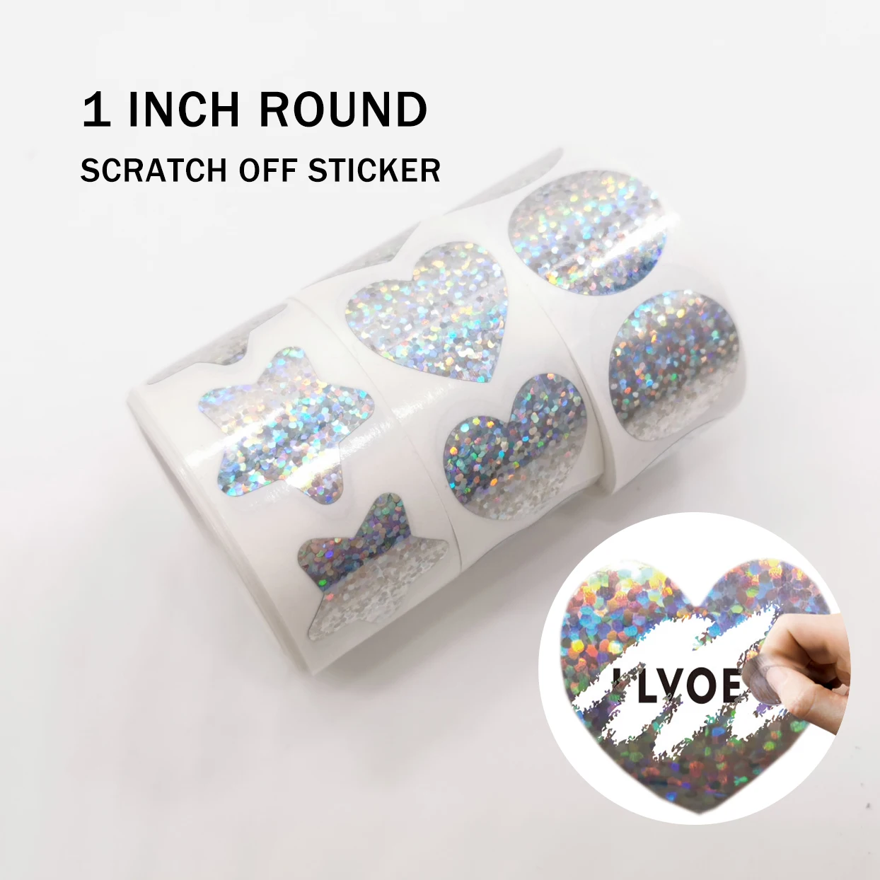 

300pcs 1"Inch Round Dot laser Scratch Off Stickers Heart Star 25*25mm Labels Tickets Promotional Games