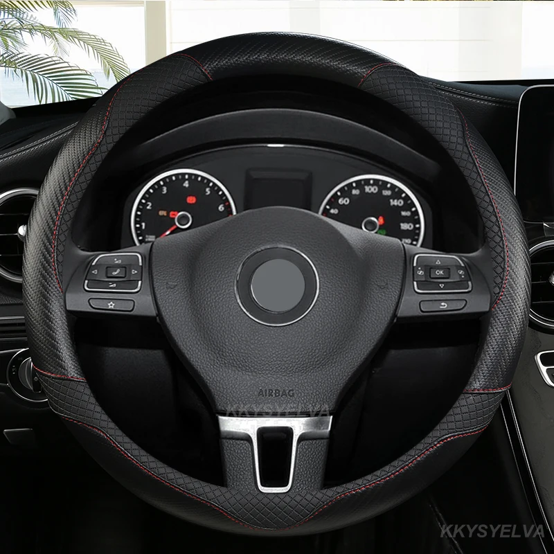 Car Steering Wheel Cover Leather + Carbon Fibre for VW GOLF 7 2015 POLO JATTA Suzuki Swift Nissan Rogue 2017 2018 2019 2020 Car Steering Wheel Cover Leather + Carbon Fibre for VW GOLF 7 2015 POLO JATTA Suzuki Swift Nissan Rogue 2017 2018 2019 2020