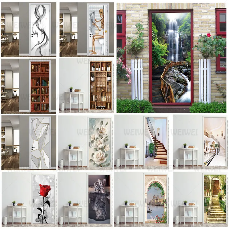 Креативные 3D наклейки на дверь самоклеющиеся обои двери Сделай сам ремонт