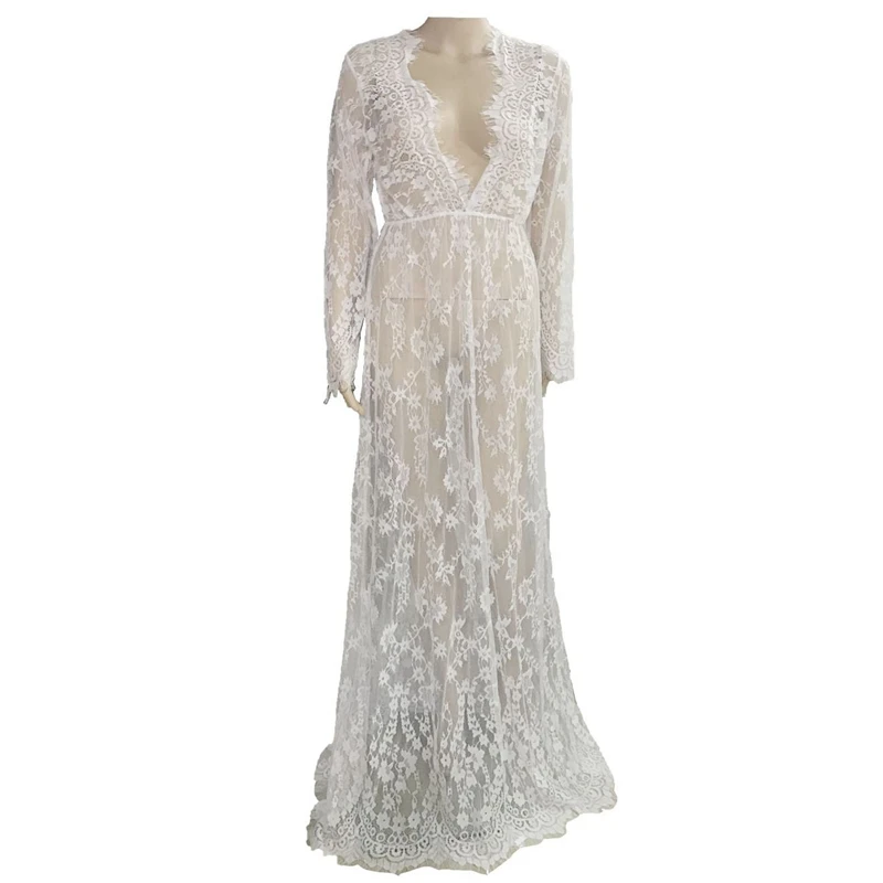 

Maternity Photography Props Maxi Maternity Gown V-neck Lace Dresses Pregnancy Dress Fancy Shooting Photo Pregnant Clothes