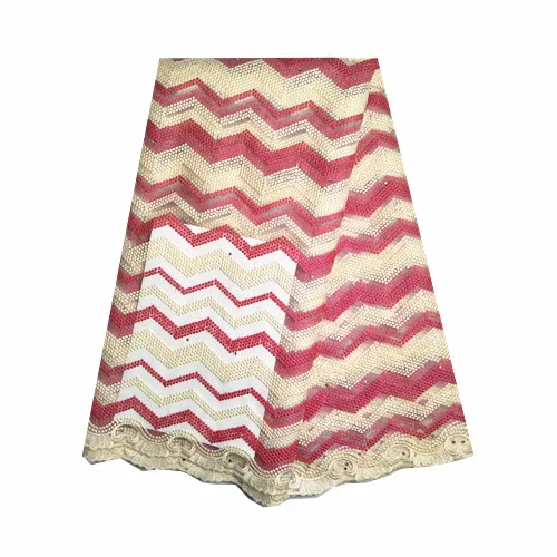 Высокое качество бежевый и красный органза кружева африканская ткань