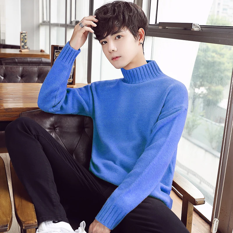 Мужской пуловер зимние теплые водолазки мужские свитера модный вязаный мужской