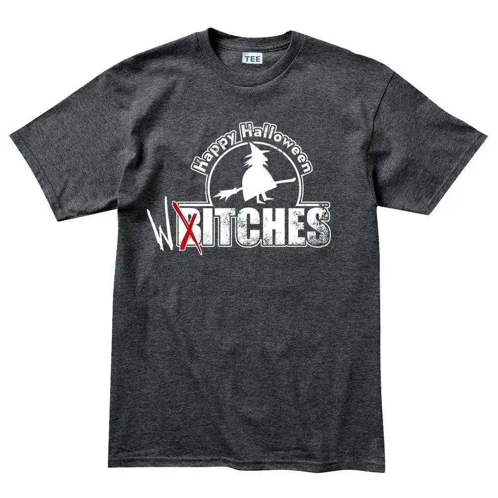 Happy Halloween Witches Bitches Funny Mens T shirt Tee Top T-shirt Fashion Unique Classic Cotton Men Loose Size top ajax 2018 | Мужская