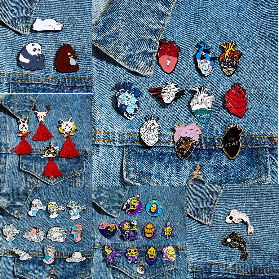 Металлическая брошь из сплава в виде рыбы-кои панды медведя змеи кролика набор