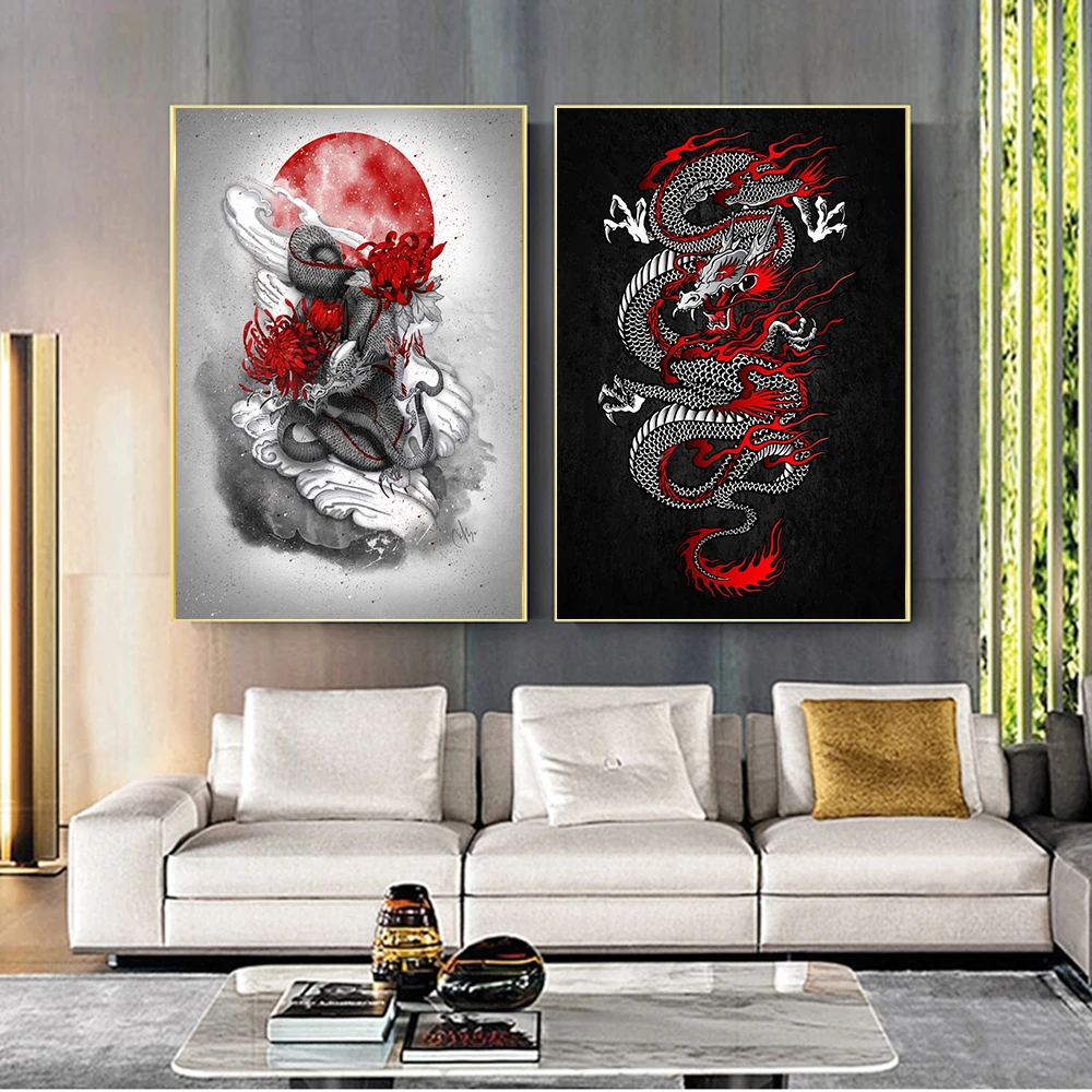 

Modern Art Chinese Flying Dragon Tengyun Rides The Fog Canvas Painting Posters And Prints Home Living Room Decoration Pictures