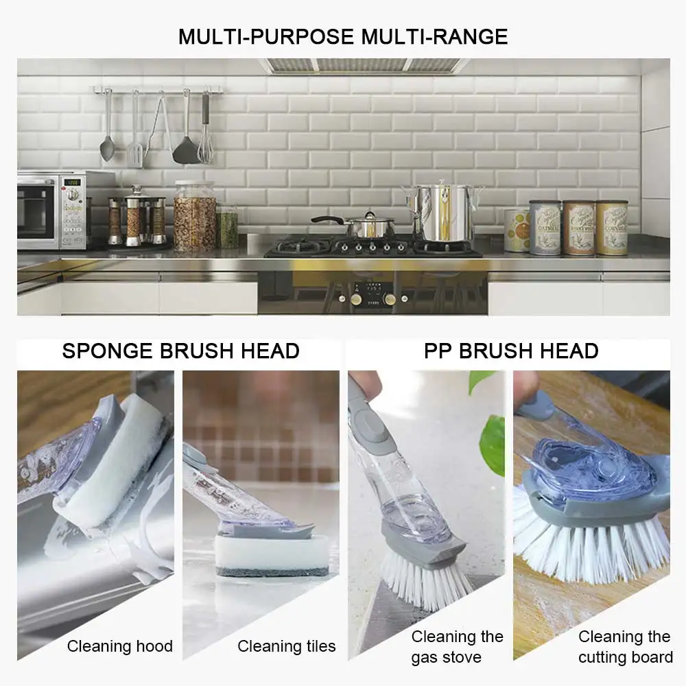 

Cleaning Brush Pot Brush Dishwashing Brush Convenient Multifunctional Brush Kitchen Household Long-handle Cleaning Wipe Lazy Cle