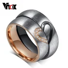 Vonx 1 пара его и ее сердце любовь свадьба Promise Ring комплект Нержавеющая сталь пары Обручение полосы для Для мужчин и женщина