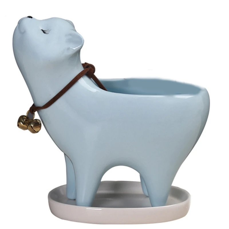 

Cute Cat Ceramic Succulent Planter Pot Planting Flower Pots with Drainage Tray Potted Bonsai Vase Home Garden Decoration