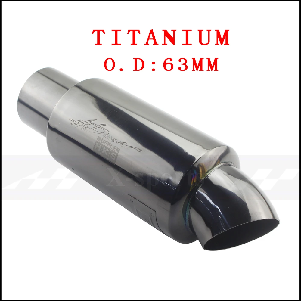 Titanium 63mm Выхлопная труба для автомобиля, мотоцикла, глушитель, выхлопная труба, высокое качество, универсальная нержавеющая сталь 304, 63 мм, 51 мм, 5 цветов, глушитель, выхлопная труба - Цвет: Titanium 63mm