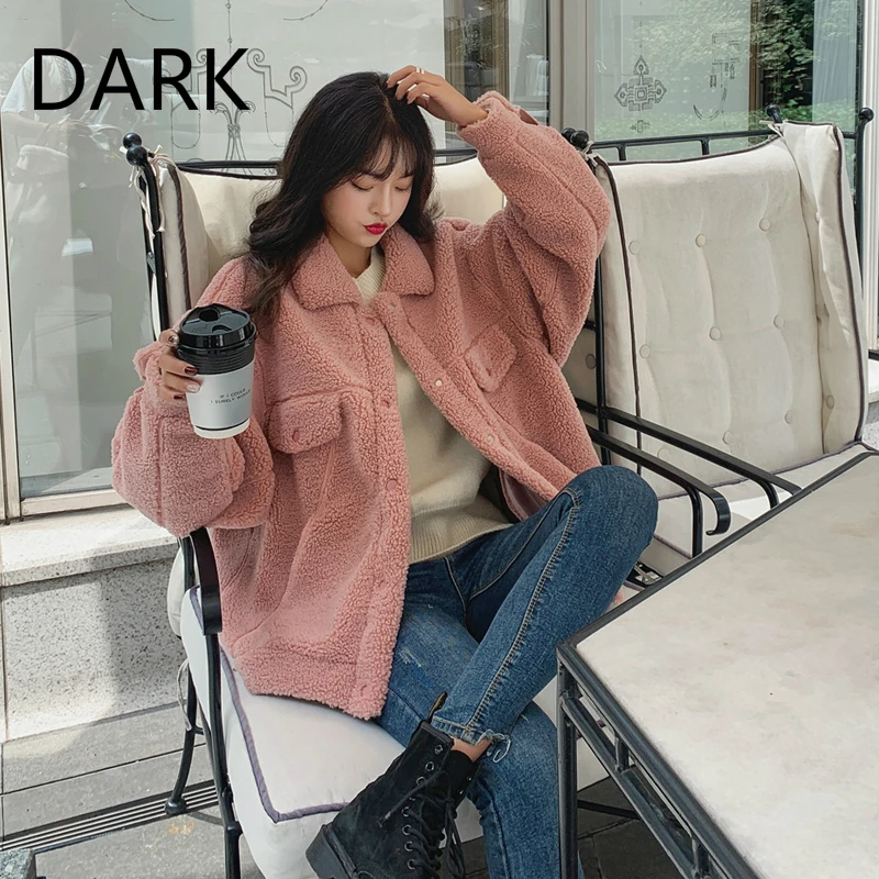 [DARK] Осень зима 2020 новое короткое пальто для женщин из овечьей шерсти Корейская