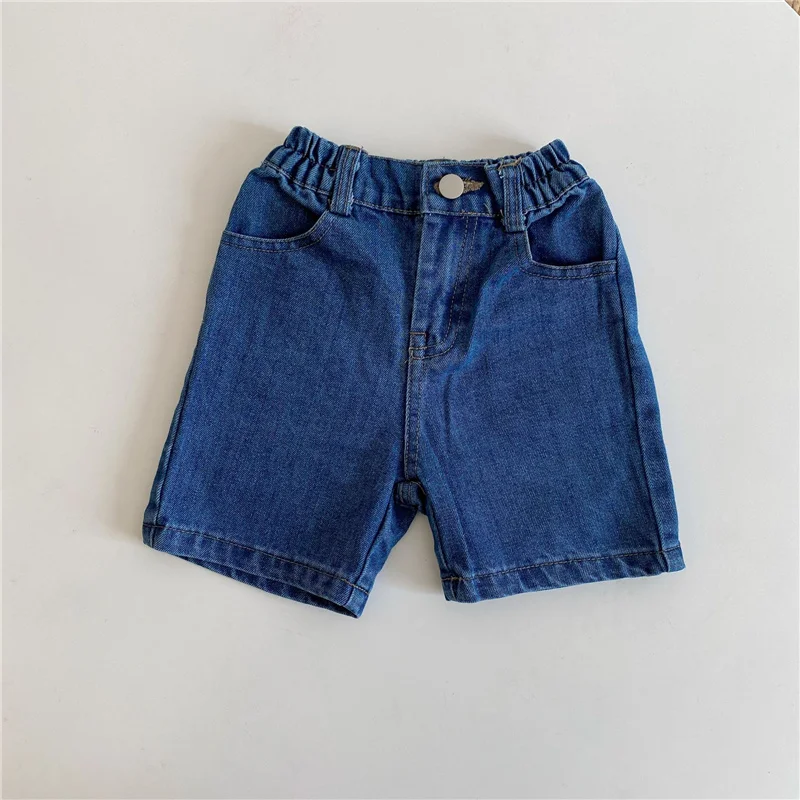 

Summer fashion boys and girls knee length denim jeans unisex kids casual all-match loose shorts