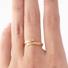 Двойное кольцо с двумя именами на заказ, багет, гравировка, буква, дата, начальное кольцо, ювелирные изделия из нержавеющей стали, бижутерия, женский подарок на день рождения BFF