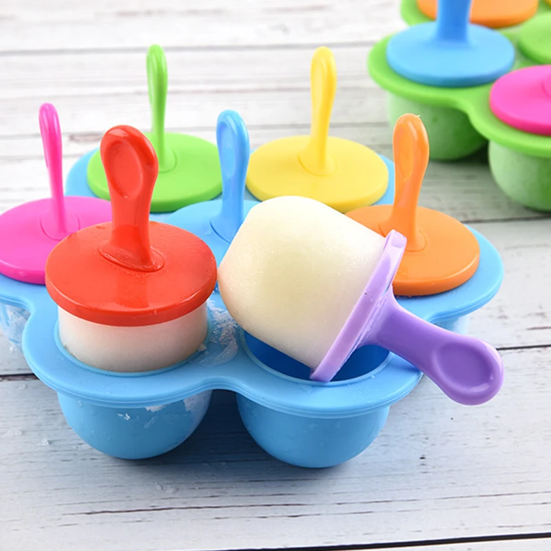 

7 Pack Silicone Mini Ice Pops Mold Ice Cream Ball Lolly Maker Popsicle Molds Baby DIY Food Fruit Shake Ice Cream Frozen Mold