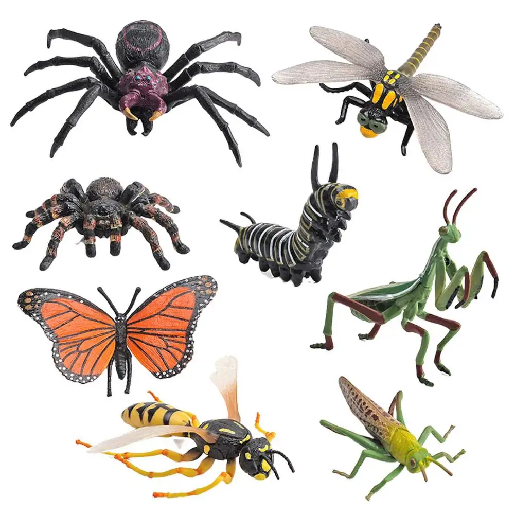 

8 Pcs Realistic Bugs Figures Toys Simulation Tropical Rainforest Insect Animal Model Educational Learning Toys Birthday Set For