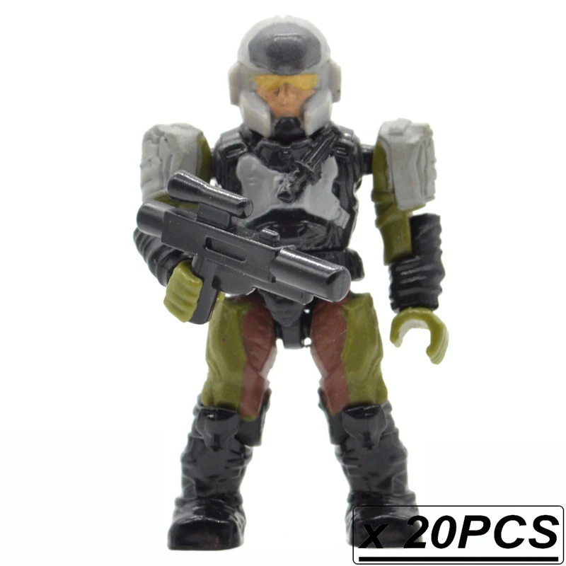 20 шт./лот, строительные блоки "воины", "люди", кирпичи, Halo Wars, игры, пластиковые доспехи для детей, сделай сам, подарки, игрушки с оружием, пистолеты - Цвет: 20pcs MB69