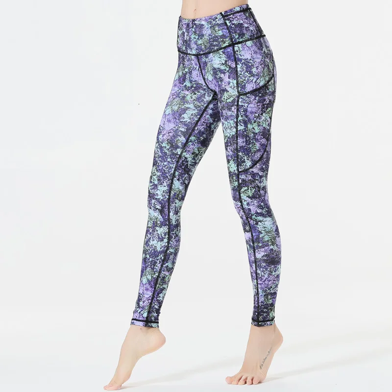 Женские штаны для йоги с цветочным принтом спортивные Леггинсы фитнеса