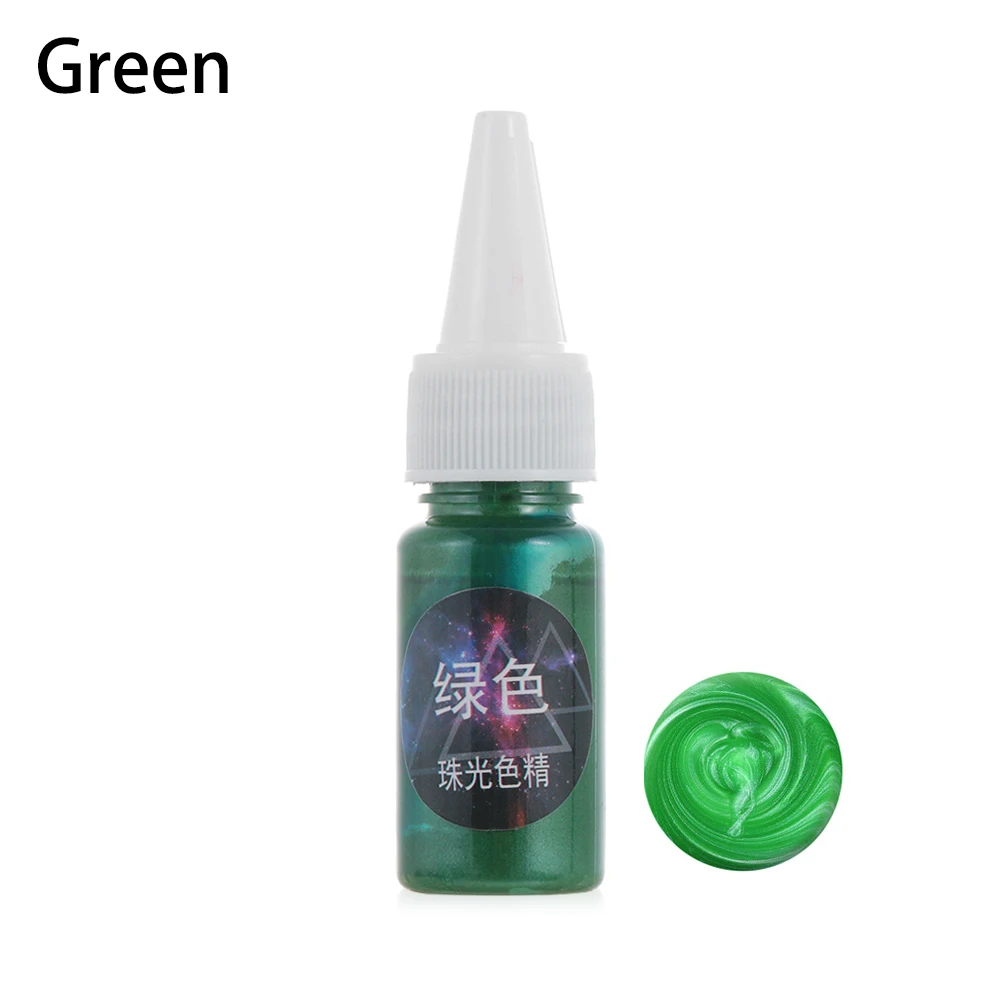 green 1 шт. 10 мл жидкий жемчужный смоляной пигмент краситель УФ смола эпоксидная смола Сделай Сам Изготовление ювелирных изделий аксессуары ручной работы мыло краситель пигменты - Цвет: green