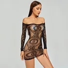 Женское Сетчатое платье с открытыми плечами, винтажное ажурное платье с цветочным кружевом