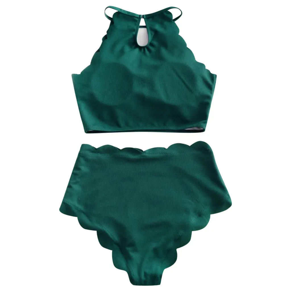 Женский сексуальный однотонный текстурированный волнистый танкини купальный