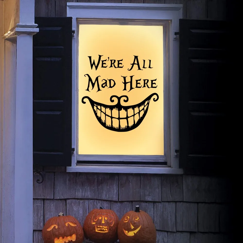 Наклейки настенные односторонние для Хэллоуина клоун улыбка паук|Украшения