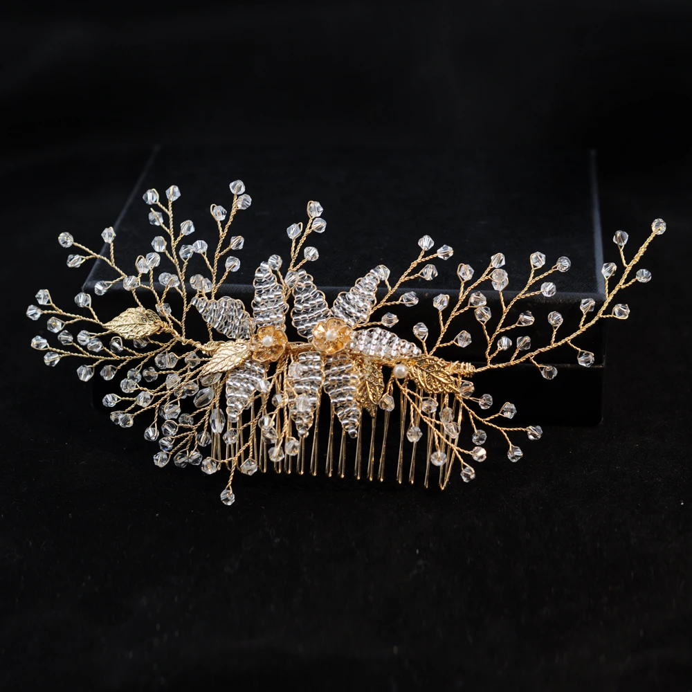 

TRiXY H54 Flora Wedding Hair Combs Bridal Hair Clips Accessories Jewelry Handmade Head Ornaments Rhinestones Bride Headpieces