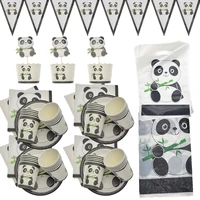 birthday themed cartoon panda theme party decorations kids favor disposable tableware plate cup set baby shower party supplies