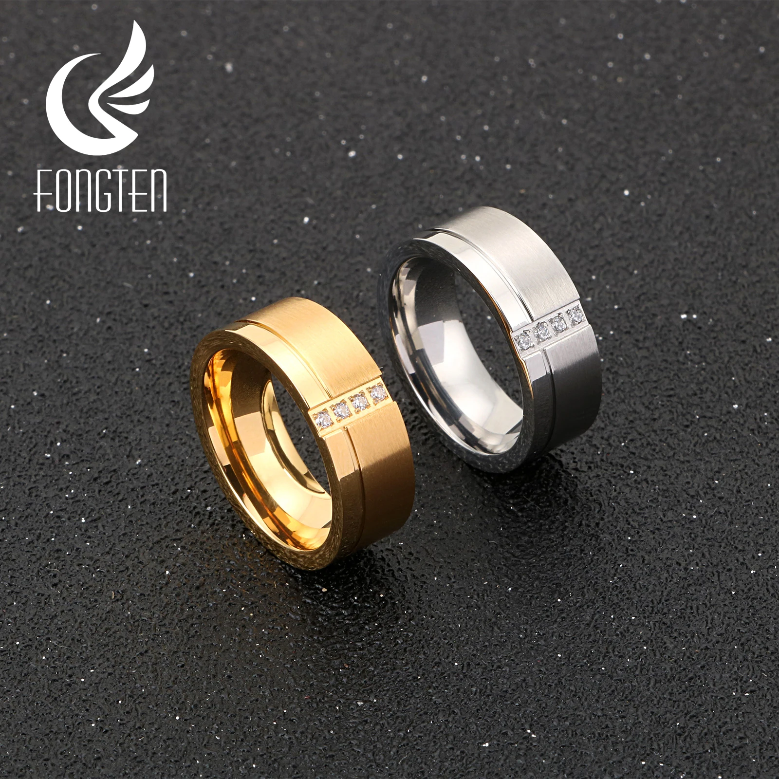 Мужское кольцо из нержавеющей стали цвета шампанского|Кольца| |