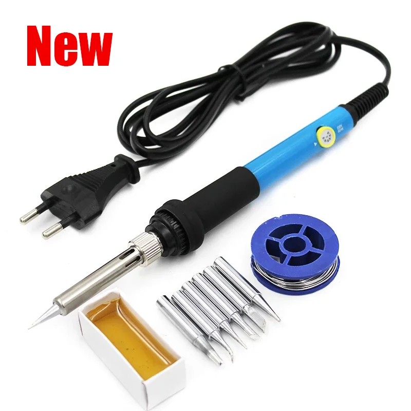 

60W Soldering Iron EU/US Plug 110V/220V Thermostatic Electric Mini Solder Iron Station With 6pcs Soldering Tip Solder Wire Rosin