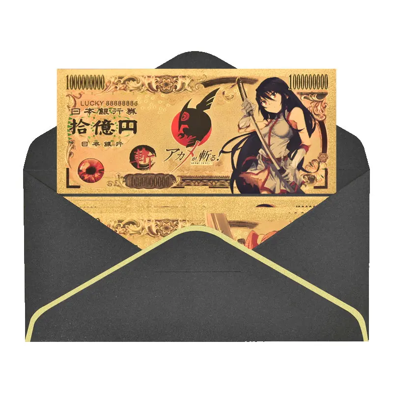 Japanese Anime Gold Foil Banknote Akame-Ga-Kill Challenge Coin Souvenir Home Decoration Birthday Christmas Gift for Kids | Дом и сад
