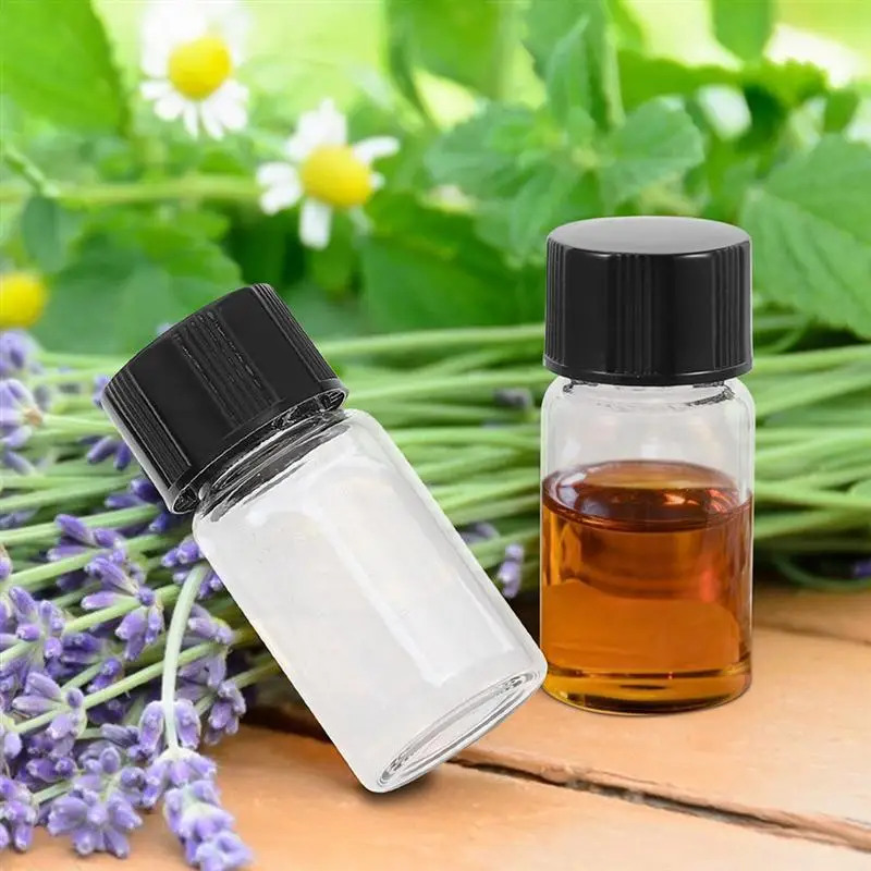 

30pcs Glass Sample Vials Flat Bottom Bottles Essential Oil Bottles with Lids
