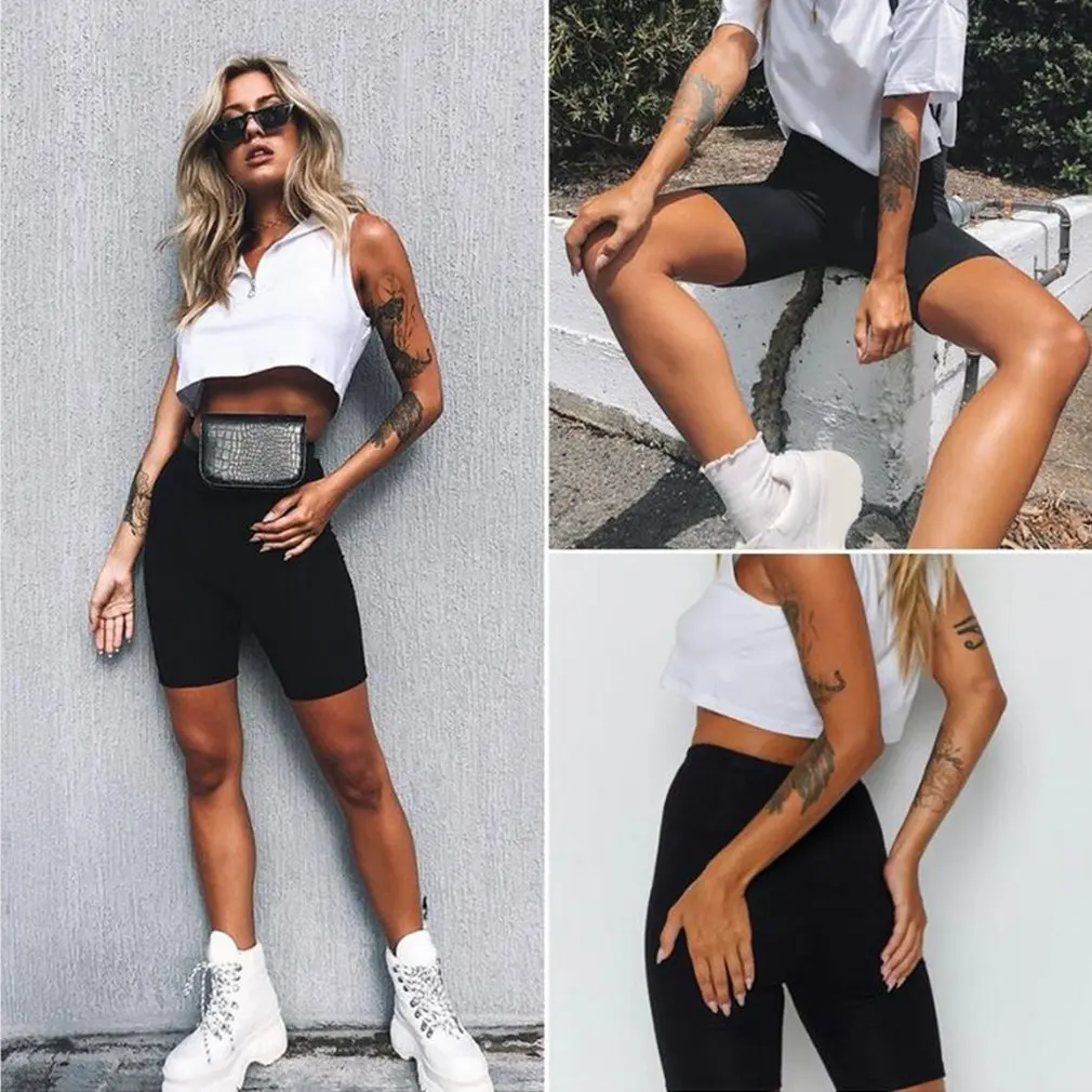 

Women Summer Cycling bike Shorts Stretch Basic Short Solid Black Shorts for women female clothing pantalones sweatpants strike