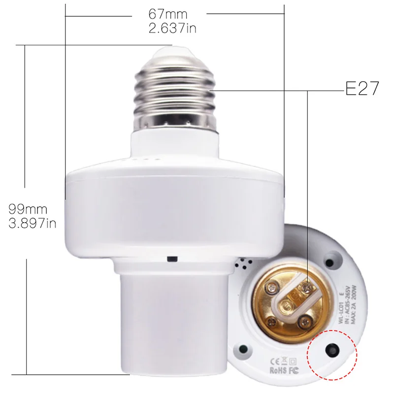 WiFi Smart Light Bulb Adapter Lamp Holder Base AC Life/Tuya Wireless Voice Control with Alexa Google Home E27 E26 85-265V | Электроника