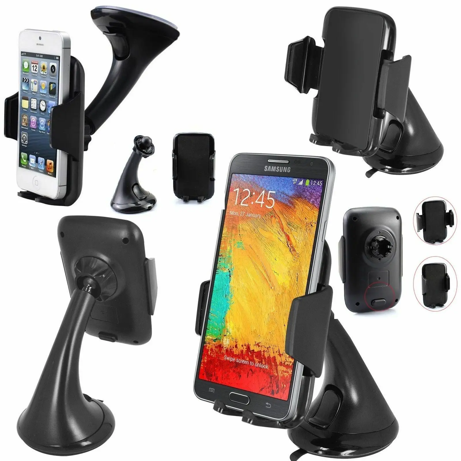 

In Car Mount Mobile Phone Holder Mount Cradle Stand Universal Rotating