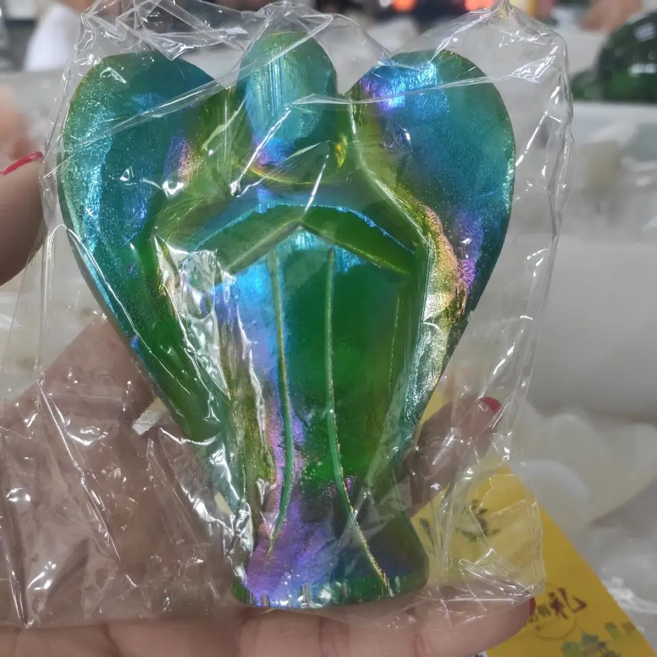 10cm green Electroplating gypsum Wishing angel spiritual energy stone home decoration | Дом и сад
