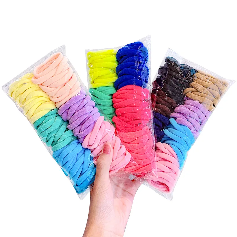 

50pcs/lot Solid Hair Rubber Bands Ring Hair Scrunchies Set Simple Ponytail Holder Nylon Elastic Hair Bands Tied Hair Headdress