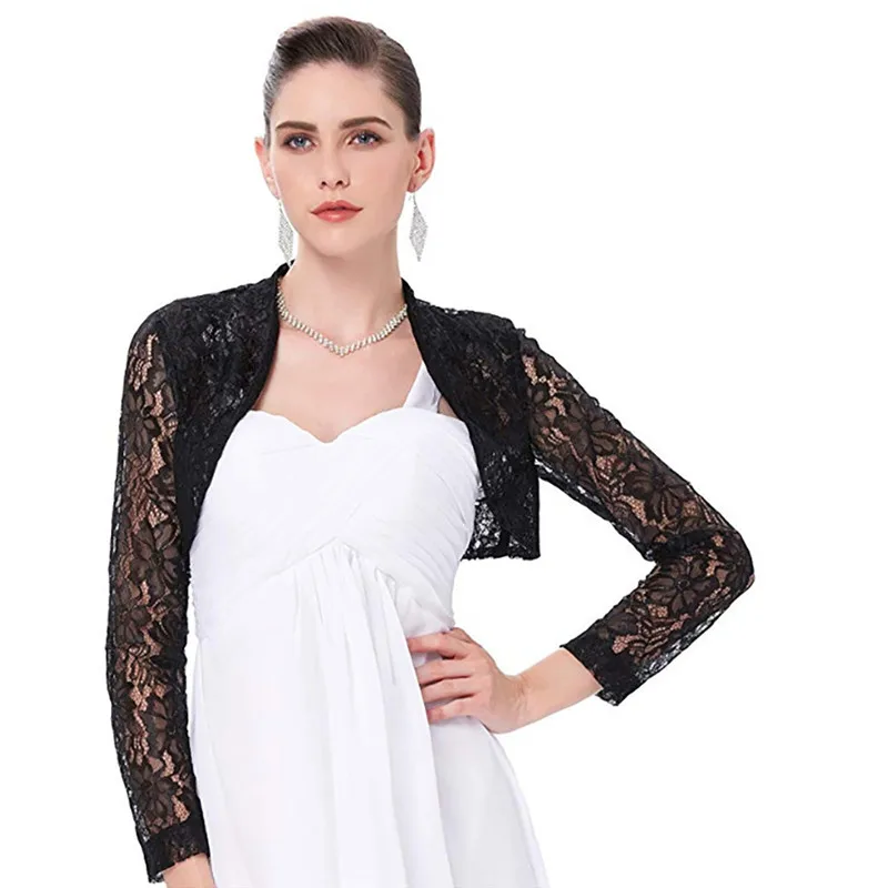 Женское платье шаль Модный женский Кардиган с длинным рукавом и кружевом