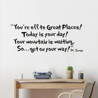dr seuss quote motivational wall decal office vinyl wall sticker for book room home decor read learn quotes wall decals